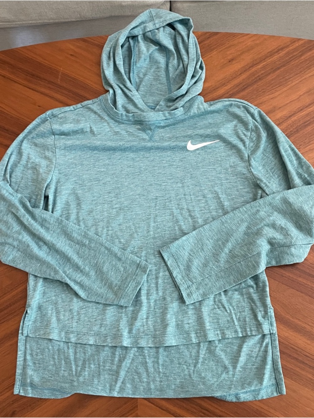 Nike Teal Heather Pullover Hoodie with White Swoosh